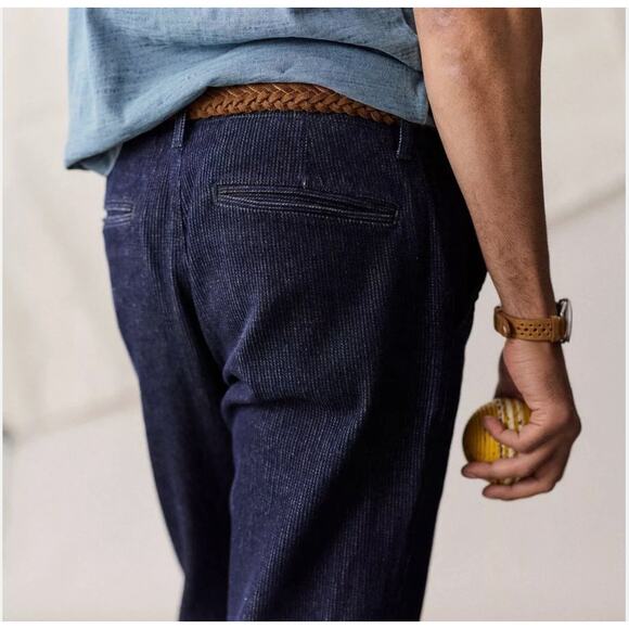 Taylor Stitch Men's The Morse Pant Rinsed Indigo Textured Stripe Size 32X32 - Picture 1 of 16